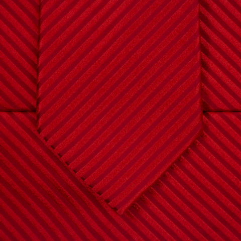 Cherry Cane - Red Silk Necktie With Cane Stripe