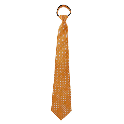 Crush - Orange Long Zipper Tie with Dotted Stripe