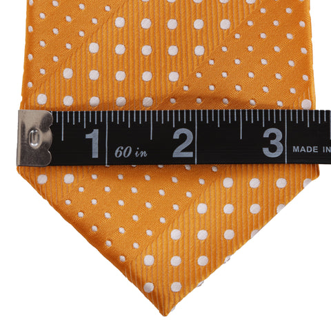 Crush - Orange Long Zipper Tie with Dotted Stripe