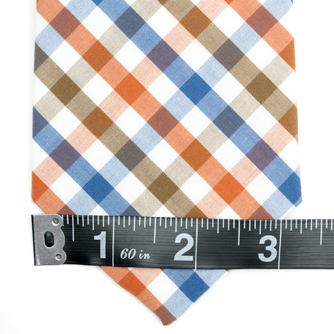 Picnic - Orange, Blue, Brown, White Gingham Long Zipper Tie