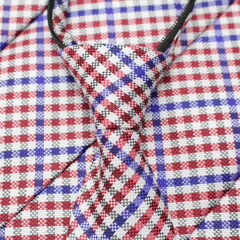 Patriot - Red, White, and Blue Gingham Patterned Kids Zipper Tie