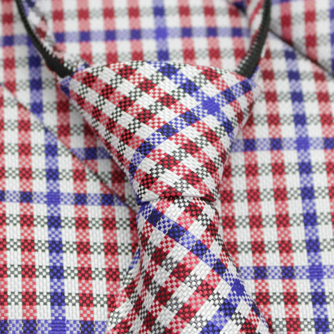 Patriot - Red, White, and Blue Gingham Patterned Zipper Tie