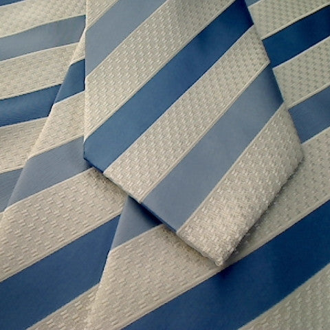 White Textured Necktie with Blue Stripe