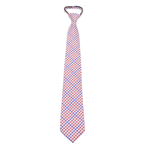 Patriot - Red, White, and Blue Gingham Patterned Zipper Tie