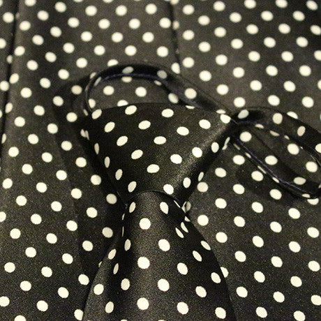 Black Dotted Zipper Tie with White Dots