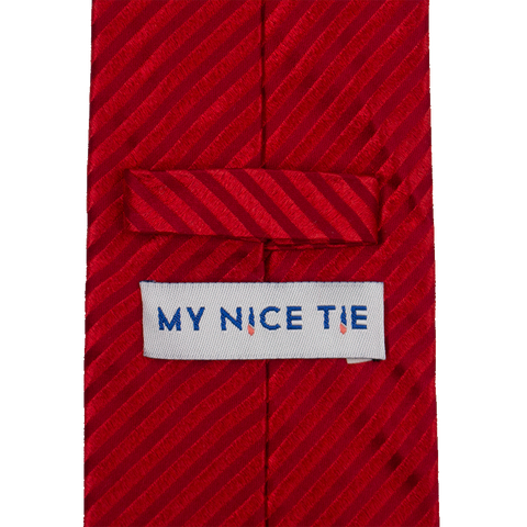 Cherry Cane - Red Silk Necktie With Cane Stripe