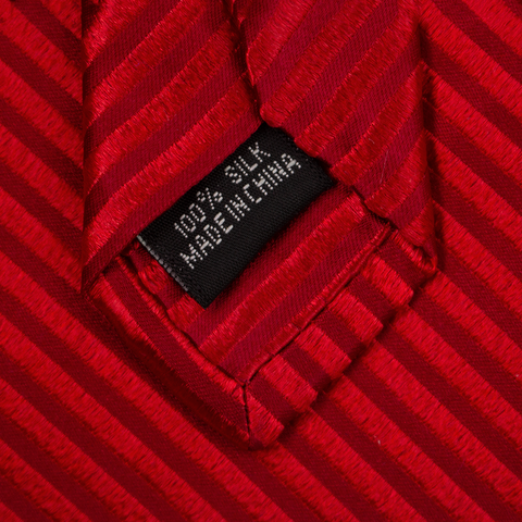 Cherry Cane - Red Silk Necktie With Cane Stripe