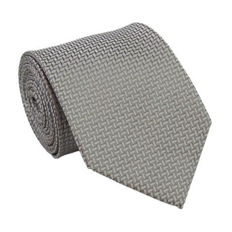 Crystalline - Silver Silk Necktie with Micro Weave Pattern