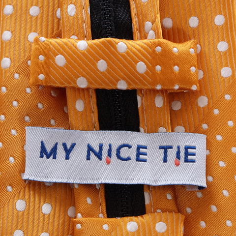 Crush - Orange Long Zipper Tie with Dotted Stripe