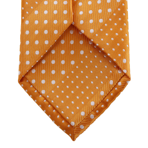 Crush - Orange Long Necktie With Dotted Stripes