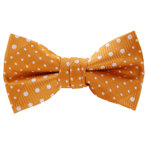 Crush - Orange Kids Pre-Tied Bowtie with Dotted Stripe<b></b>