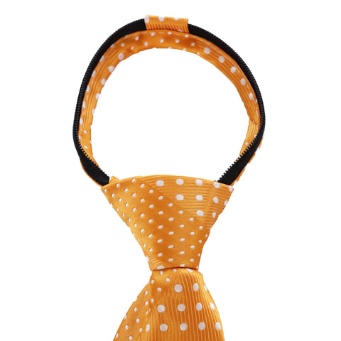 Crush - Orange Long Zipper Tie with Dotted Stripe