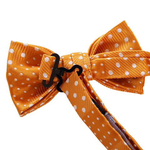 Crush - Orange Kids Pre-Tied Bowtie with Dotted Stripe