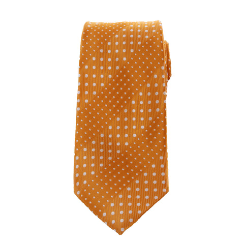 Crush - Orange Long Necktie With Dotted Stripes