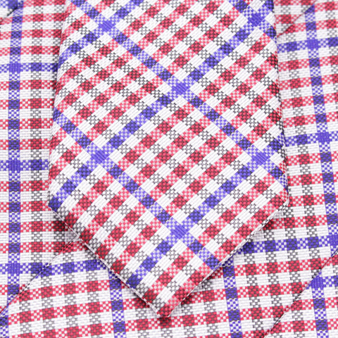 Patriot - Red, White, and Blue Gingham Patterned Long Necktie