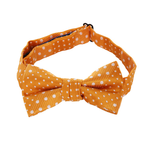 Crush - Orange Kids Pre-Tied Bowtie with Dotted Stripe<b></b>