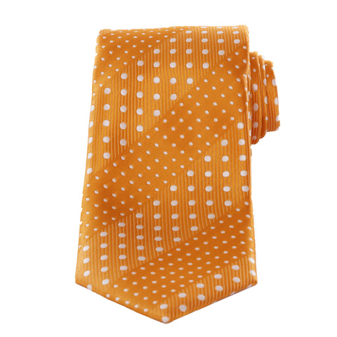 Crush - Orange Necktie With Dotted Stripes