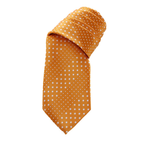 Crush - Orange Long Necktie With Dotted Stripes