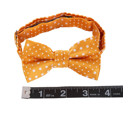 Crush - Orange Kids Pre-Tied Bowtie with Dotted Stripe<b></b>