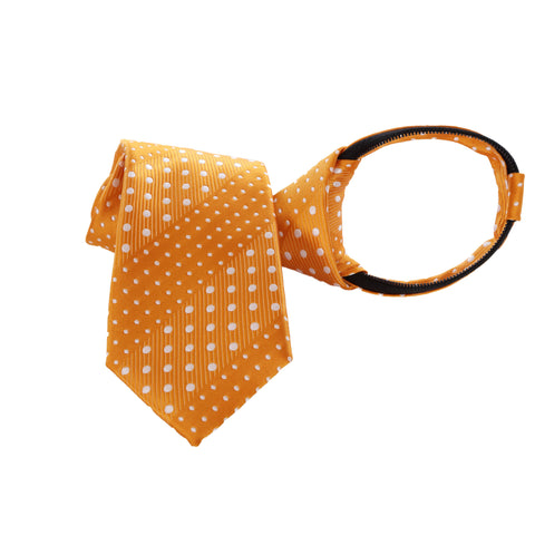 Crush - Orange Children’s Zipper Tie with Dotted Stripe