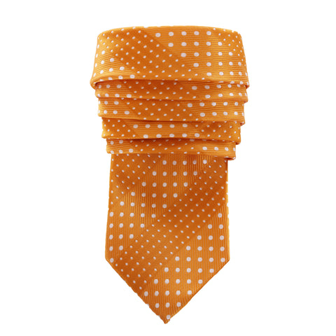 Crush - Orange Long Necktie With Dotted Stripes