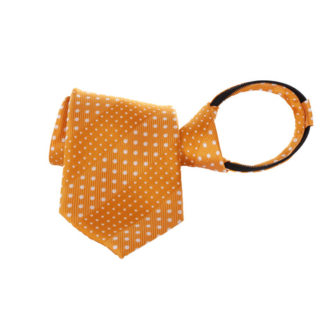 Crush - Orange Long Zipper Tie with Dotted Stripe