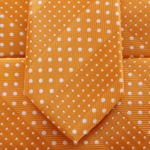 Crush - Orange Necktie With Dotted Stripes