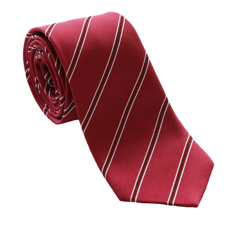 Power Play - Long Red Necktie with Red and White Stripes
