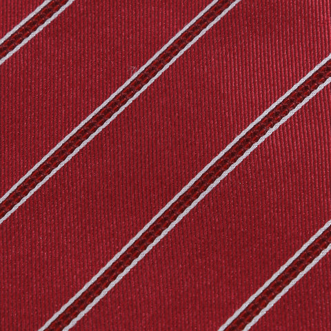 Power Play - Long Red Necktie with Red and White Stripes