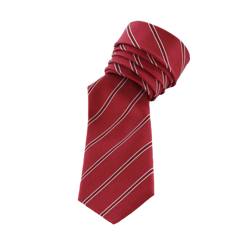 Power Play - Long Red Necktie with Red and White Stripes