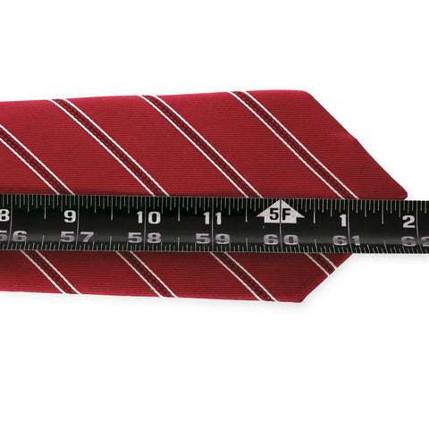 Power Play - Long Red Necktie with Red and White Stripes