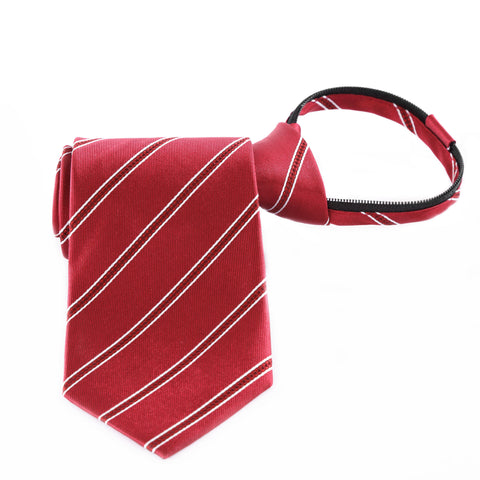 Power Play - Long Red Zipper Tie with Red and White Stripes