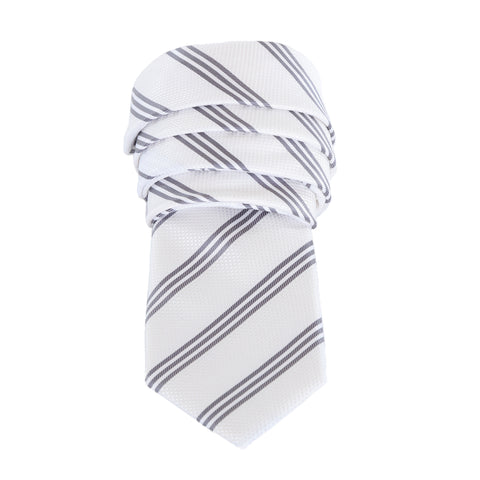 Trinity - White Tie with Three Grey Stripes