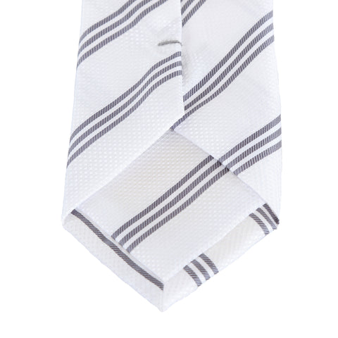 Trinity - White Necktie with Three Grey Stripes