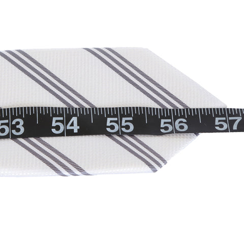 Trinity - White Necktie with Three Grey Stripes