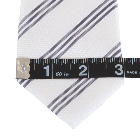 Trinity - White Necktie with Three Grey Stripes