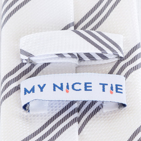 Trinity - White Tie with Three Grey Stripes