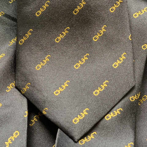 Beacon - Grey Silk Necktie with Yellow O.U.R. Icons