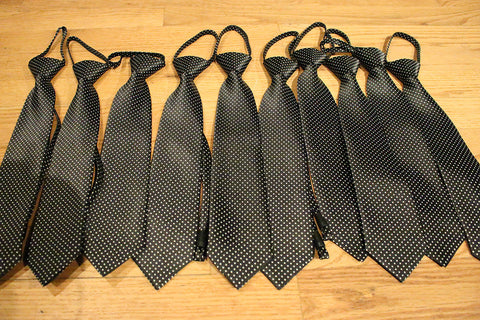 Black Dotted Kids Zipper Tie with Small White Dots