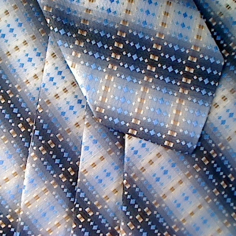 Grey and Black Necktie with Brown and Blue Designs