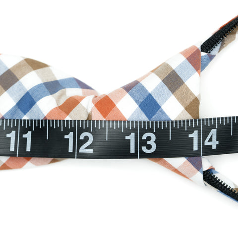 Picnic - Orange, Blue, Brown, White Gingham Kids Zipper Tie