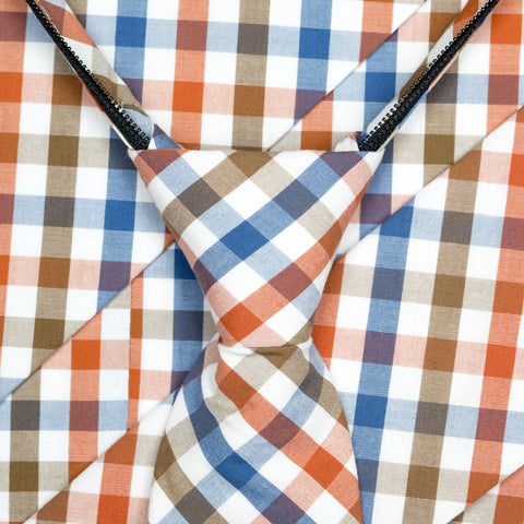 Picnic - Orange, Blue, Brown, White Gingham Kids Zipper Tie