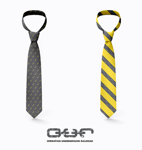Rescue - Yellow Silk Necktie with Grey O.U.R. Stripes