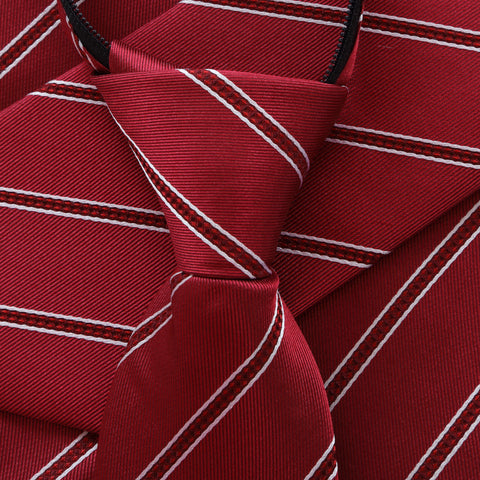 Power Play - Red Zipper Tie with Red and White Stripes