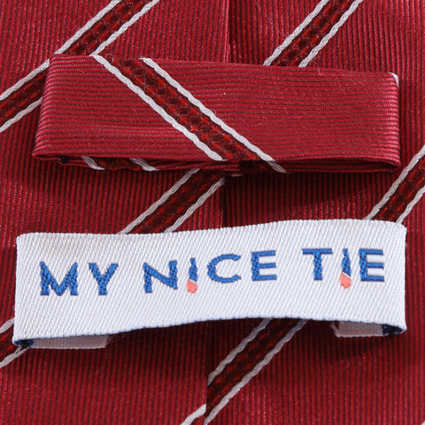 Power Play - Red Kids Necktie with Red and White Striped