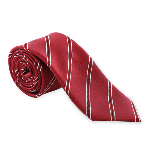 Power Play - Red Kids Necktie with Red and White Striped