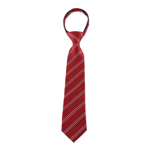Power Play - Red Kids Zipper Tie with Red and White Stripes