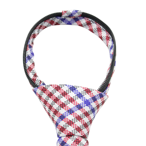 Patriot - Red, White, and Blue Gingham Patterned Kids Zipper Tie