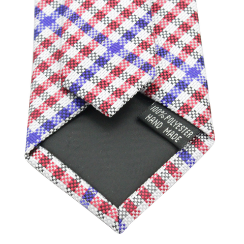 Patriot - Red, White, and Blue Gingham Patterned Kids Zipper Tie