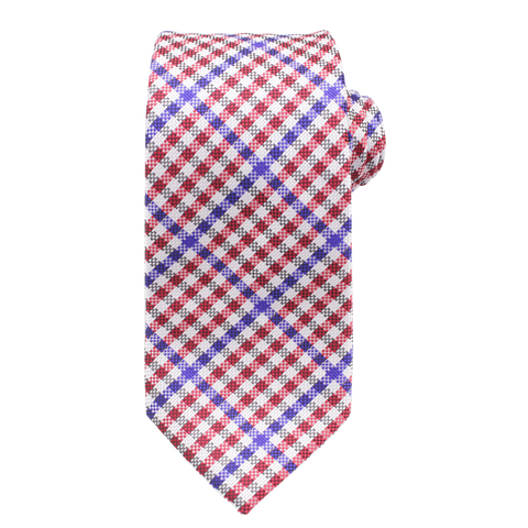 Patriot - Red, White, and Blue Gingham Patterned Long Necktie